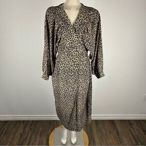 ❤️ NWT Never Fully Dressed Wrap Dress Brown Leopard Print Size Large UK 12